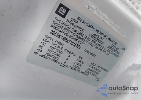 2007 Chevrolet Silverado 1500 Lt2 из США, поврежденный, VIN 2GCEK13MX71515770